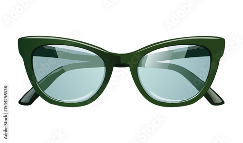 Green Fashionable Eyeglasses Clear Lenses Vision