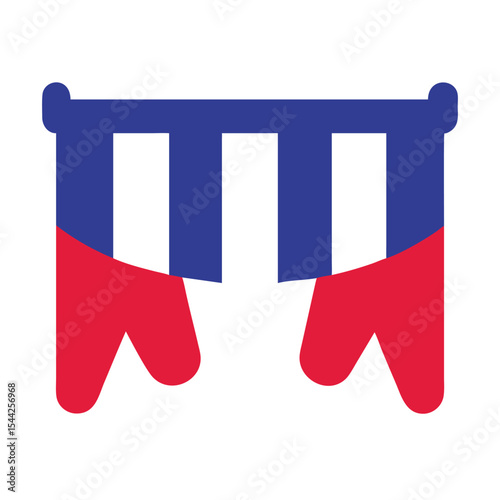 Abstract Red Blue French Flag Festive Bunting Celebration Design Element Bastille Day