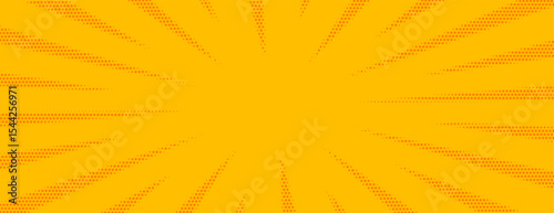 pop art vintage comic yellow banner with rays of expression