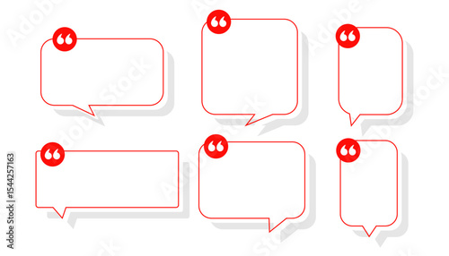 set of blank quotation chat bubble template for web dialog or text