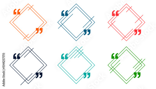 stylish inverted comma boxes icon template in collection