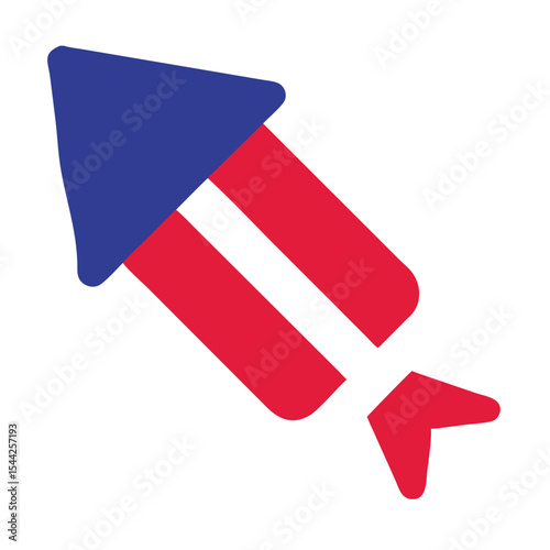 Abstract Red Blue Firecracker Rocket Icon Bastille Day French Celebration Design Element