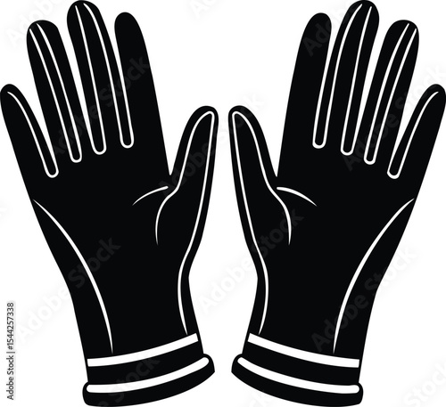 Stylized black and white gloves on a white background vector image