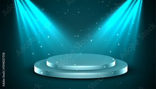 3d podium stand with spotlight effect for product display