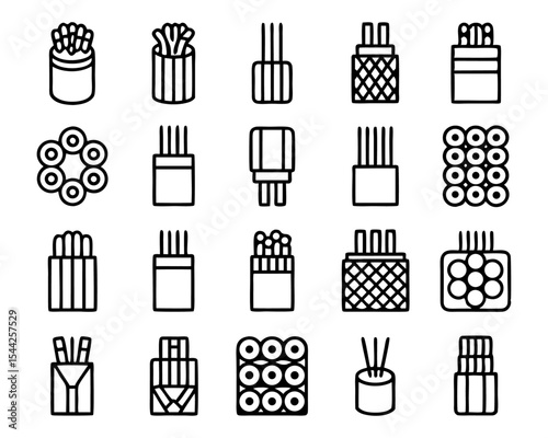 Fiber optic cable icon flat thin line illustration isolated on transparent background