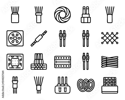 Fiber optic cable icon flat thin line illustration isolated on transparent background
