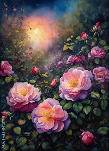Wallpaper Mural Beautiful Rose in Full Bloom in Morning Sunlight Torontodigital.ca