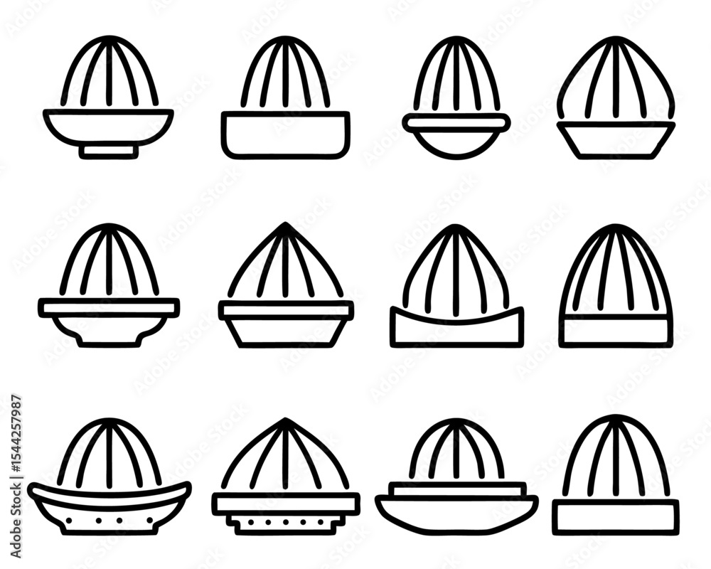 Fototapeta premium Citrus juicer kitchen tool thin line icon isolated on transparent background