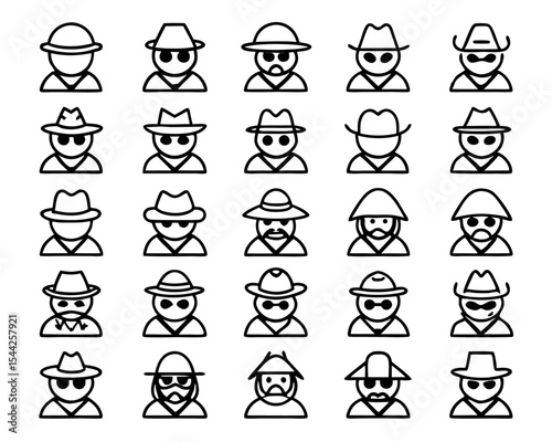 Anonymous person icon masked figure in hat isolated on transparent background