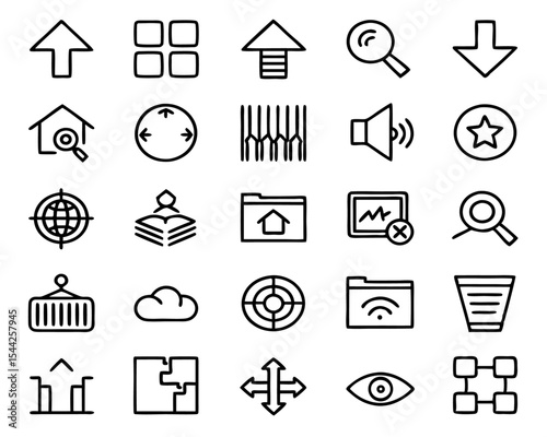 Thin line flat style inventory control icon isolated on transparent background