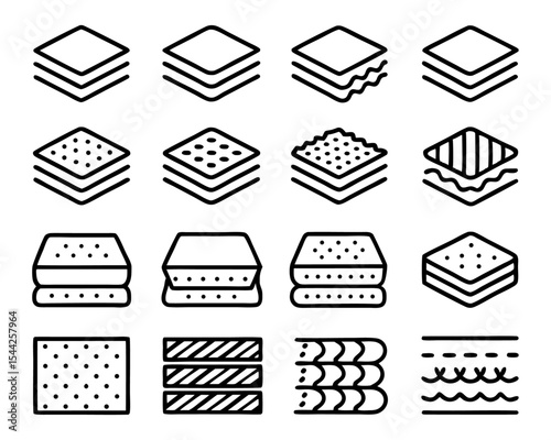 Latex mattress material icon thin line art design isolated on transparent background