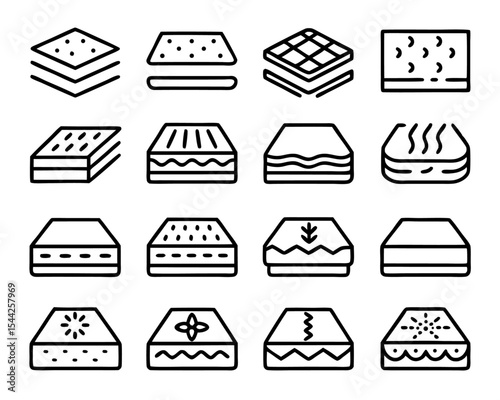 Latex mattress material icon thin line art design isolated on transparent background