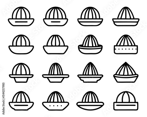 Thin line art lemon squeezer icon isolated on transparent background