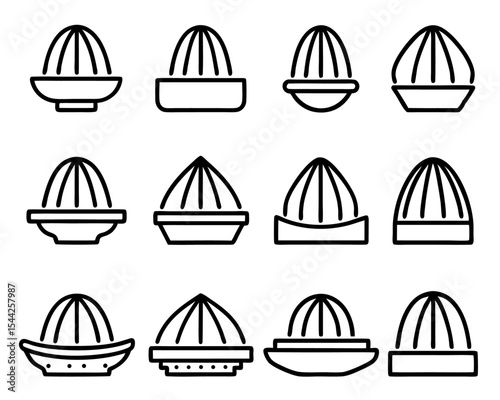 Citrus juicer kitchen tool thin line icon isolated on transparent background