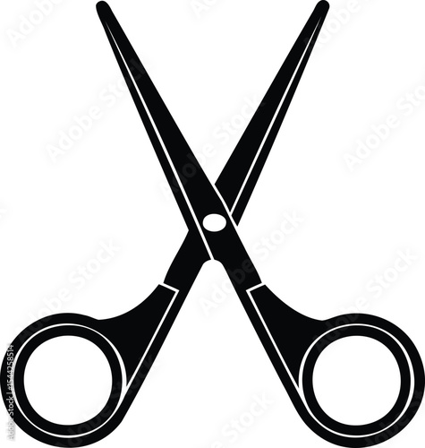 Scissors silhouette with open blades for cutting and grooming purposes