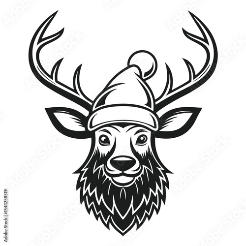 Festive christmas reindeer wearing santa hat vector illustration for holiday designs and decorations