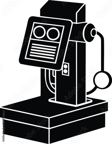 Black and White Automated Machine with Screen, Cables, and Observation Device