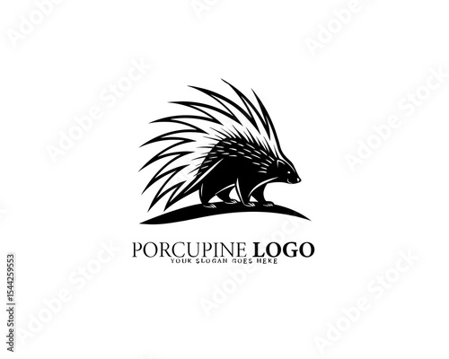 Clean stylized porcupine logo in a minimalist silhouette with bold curved spines, perfect for nature branding and wildlife-themed business identity.

