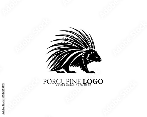 Bold stylized porcupine icon in clean vector style with curved motion quills and sleek silhouette, perfect for modern eco brand identity.

