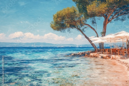 Serene Beach Day with Shady Tree Embrace