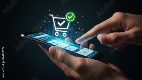 Online shopping on smartphone, mobile ecommerce concept, consumer adding item to cart