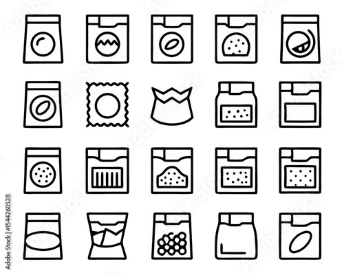 Soluble powder packet icon thin line flat illustration isolated on transparent background