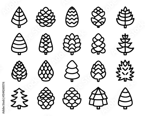 Detailed pine cone icon illustration isolated on transparent background