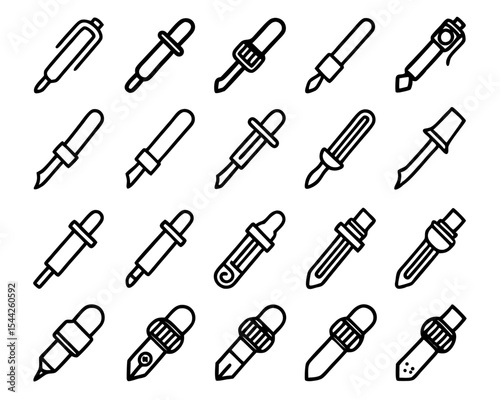 Thin line pipette icon single element isolated on transparent background