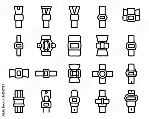 Thin line seatbelt icon illustration isolated on transparent background