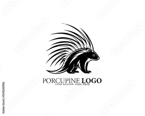 Creative vector porcupine silhouette in a stylized walking form with bold spines, perfect for wildlife branding, mascot creation, and eco-conscious product identity.

