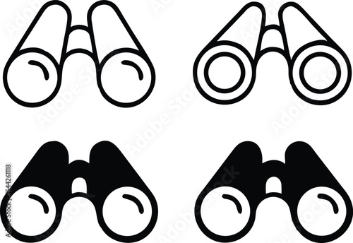 Binocular icon set. Binoculars flat and line icons. Binocular symbol. Vector illustration