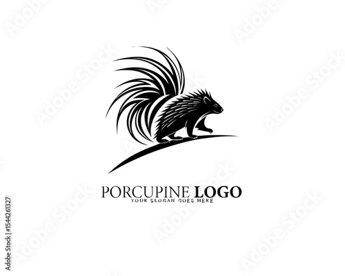 Bold porcupine icon design with clean, modern stylization of sharp curved spines, ideal for branding outdoor companies, wildlife nonprofits, and nature identity templates.

