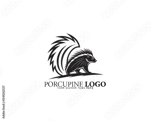 Modern and powerful porcupine logo design featuring abstract curved spines, perfect for high-impact branding, sports team mascots, and edgy wildlife vector logo illustrations.

