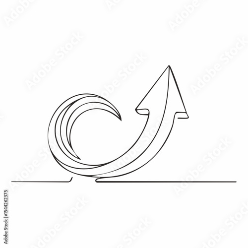 Abstract Upward Arrow Continuous Line Illustration