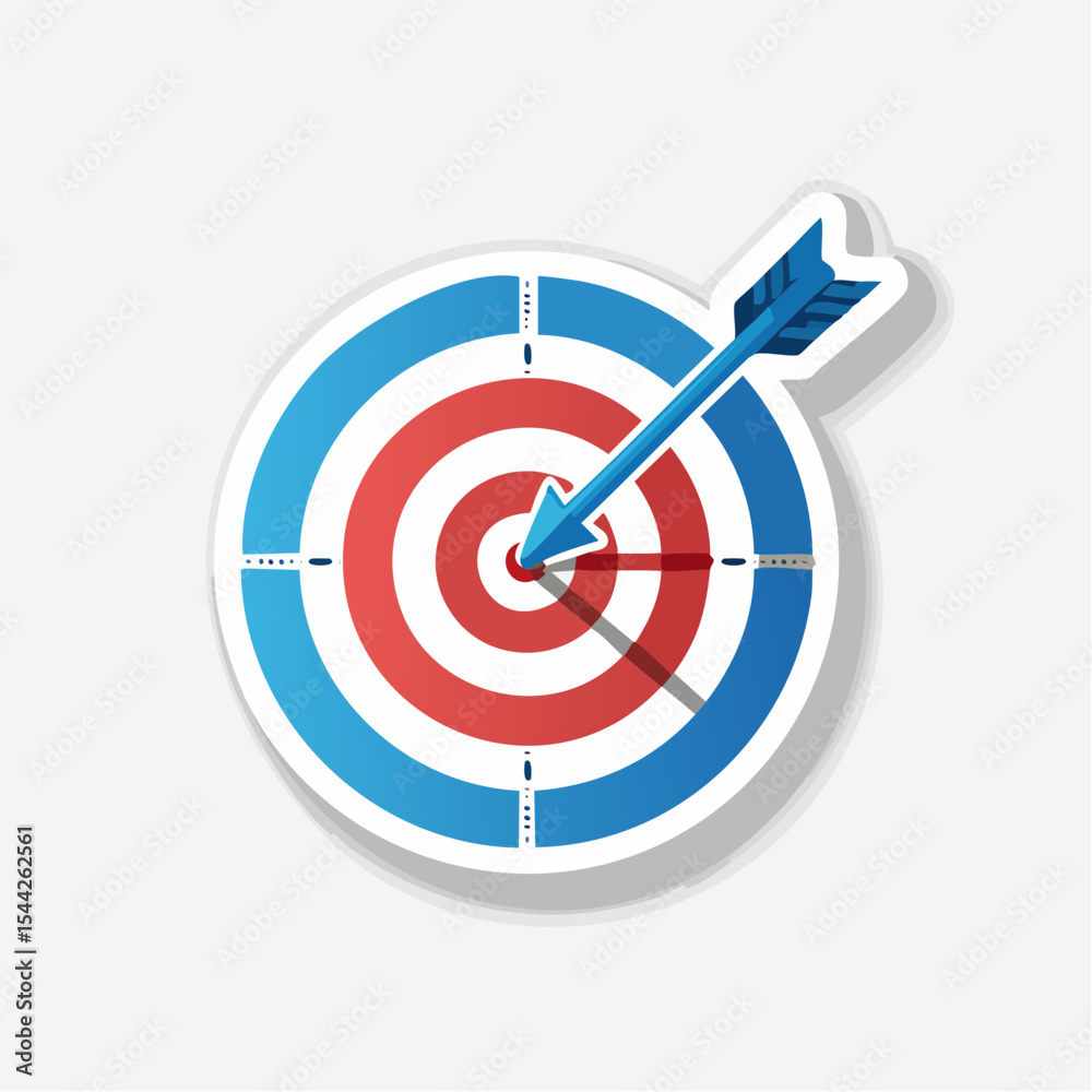 Blue and Red Target with Arrow Achieving Bullseye Blue and Red Target with Arrow Achieving Bullseye