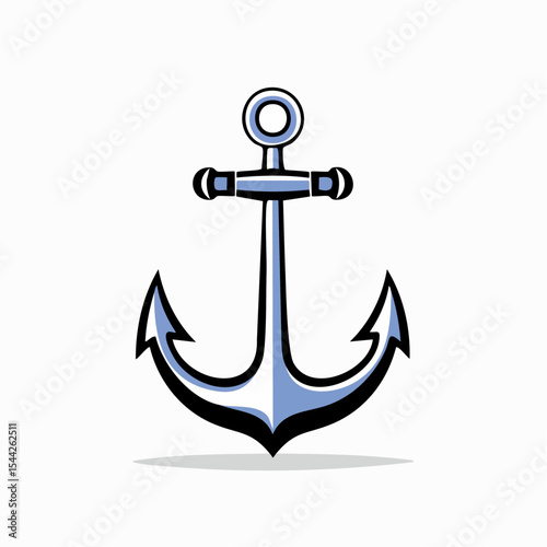 Blue and Gray Anchor Illustration on White Background
