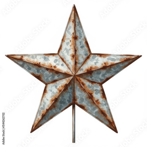 Rustic Grey and Brown Metal Star Decoration
