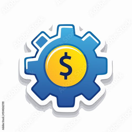 Blue Gear with Yellow Dollar Sign Icon