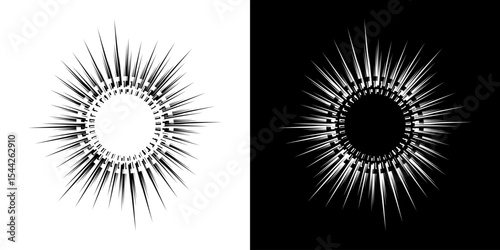 Dynamic abstract spiral sound wave rhythm lines. Circular spiral sound wave rhythm of lines. Circular futuristic abstract lines, black and white background.	