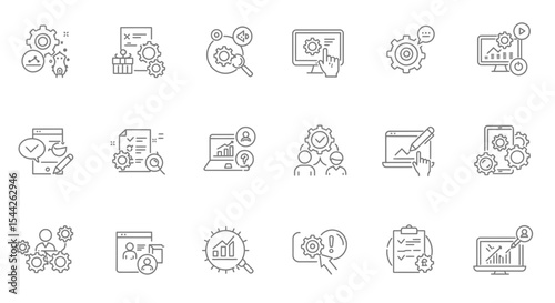 Conceptual illustration of business process automation with line drawing style
