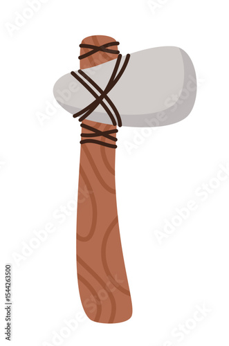 Ancient axe made of stone. Flat vector illustration.