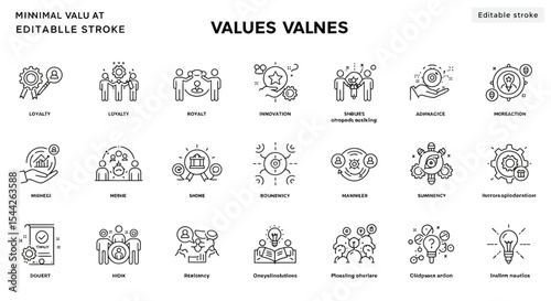 Illustrations showcasing business values such as loyalty and innovation in detail