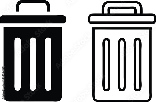 Bin icon set. Trash can, delete button. Vector
