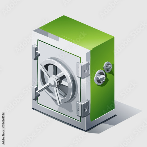 Green Metal Isometric Safe Box