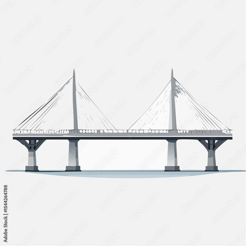 Obraz premium Grey Cable Stayed Bridge over Water