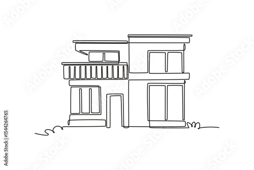 Real estate concept. Single line draw design. Vector graphic illustration