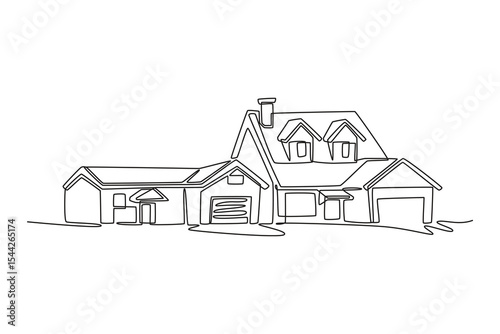 Real estate concept. Single line draw design. Vector graphic illustration