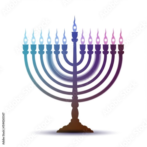 Colorful Menorah with Glowing Candles
