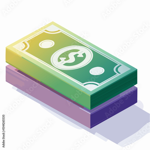 Isometric Illustration of Stacked Cash Bills