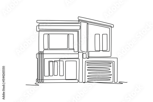 Real estate concept. Single line draw design. Vector graphic illustration